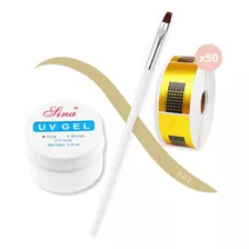 Combo Uv Gel Construcción De Uñas +pincel +molde Gelificadas