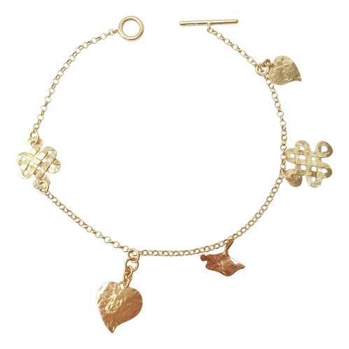 Pulseira Grife Hstern Dvf Icons De Ouro Amarelo 18k 750 Amarelo 19 Cm