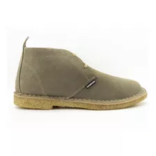 Bota Masculina Casual Camping Em Couro Cáqui Sola Crepe.