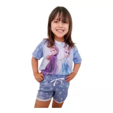 Pijama Curto Princesa Elza E Ana Infantil