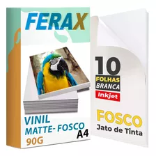 Adesivos Vinil Branco Fosco Jato De Tinta A4 - 10 Folhas