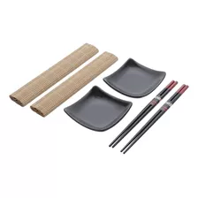 6 Peças Para Sushi Lyor Sendai De Bambu E Ceramica