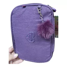 Estojo Escolar Kika C/glitter Organizador Grande 2 Divisória Cor Violeta-escuro Glitter