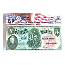 Cédula De 5 Dólares Ano 1869 Estados Unidos De América /10
