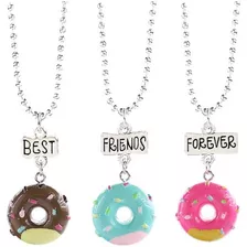 Kit Com 3 Colar Rosquinha Melhores Amigos Best Friends Bff