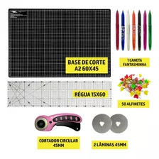 Kit Base Para Corte Patchwork Regua 60 Cortador Tecido 45mm Cor Base Preta2