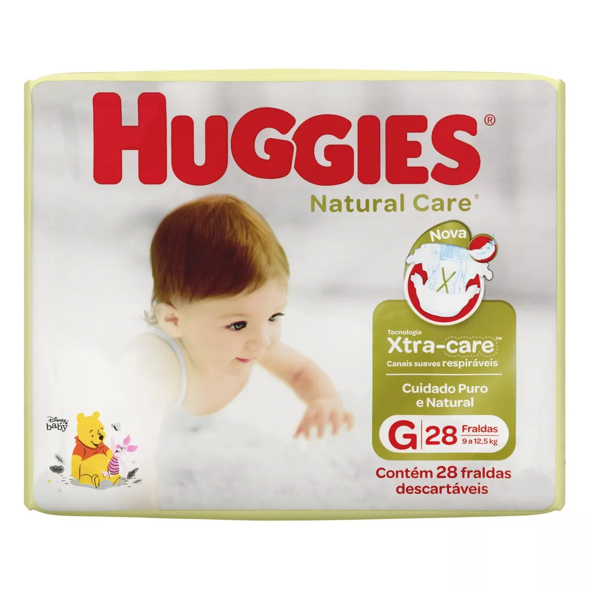 Fralda Descartável Infantil Huggies Natural Care G Pacote 28 Unidades