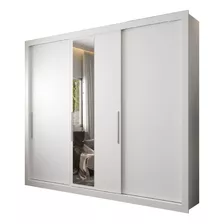 Guarda Roupa Casal 3 Portas 4 Gavetas Espelho Branco Carraro