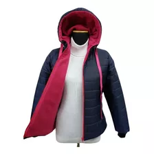 Campera Inflable De Mujer Forrada En Polar Con Capucha