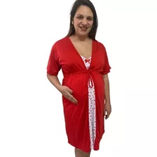 Camisola + Robe Amamentação Pós-parto Moderna Luxo 