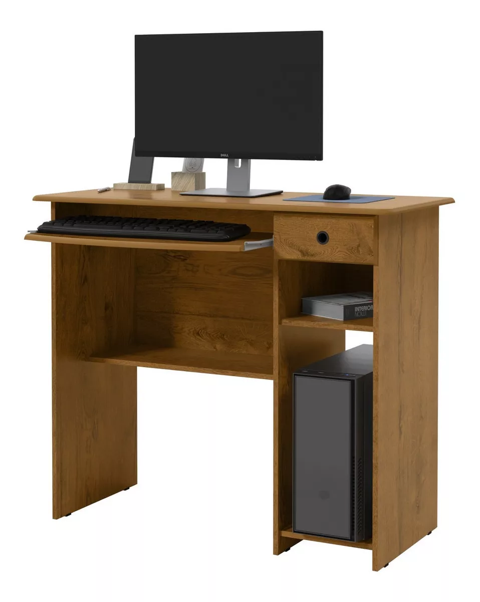 Escrivaninha Ej Móveis Mesa De Computador Viena Mdp, Mdf De 900mm X 765mm X 400mm Freijó