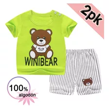 Conjuntos De Ropa Manga Corta Para Niños Y Niñas Algodon 2pk