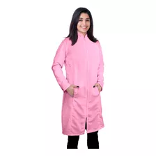 Jaleco Feminino Rosa Manga Longa Gola Padre Ziper Gabardine