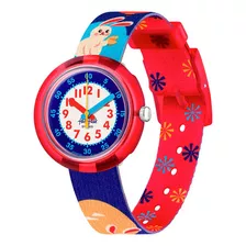 Reloj Flik Flak Year Of The Rabbit Para Niños De Tela Color De La Malla Azul Color Del Bisel Rojo