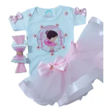 Body Bebê Bailarina Roupa Infantil Conjunto Tutu Mesversário