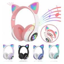 Fone De Ouvido Gatinho Bluetooth Infantil Led Menino Menina