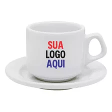 Kit 22 Xícaras De Café Pires Personalizada Porcelana Logo 