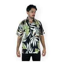 Camisa Masculina Havaiana Oversized Botão Estampada Verao