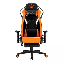 Silla De Escritorio Meetion Chr22 Mt-chr22 Gamer Ergonómica Negra Y Naranja Con Tapizado De Cuero