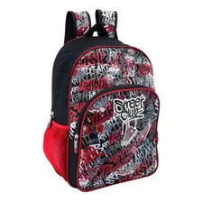 Mochila Escolar Com Bolso Frontal Graffitti Colorizi