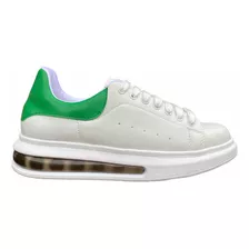 Zapatillas Mcqueen Blancas Talón Verde Con Camara De Aire