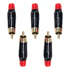 Conector Rca Macho Com Ponta Dourada - Kit 5 Unidades