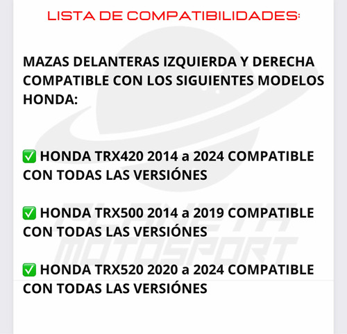 Mazas Delanteras 4x4 Honda Trx420 Trx500 Trx520 2014-2024 Foto 4