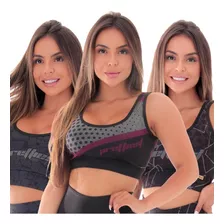 Kit 3 Tops Fitness Academia Sublimado