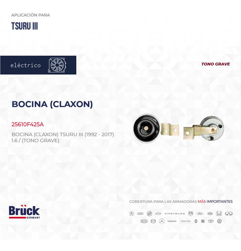 Bocina Claxon Nissan Tsuru I I I 1992-2017 , Tono Grave, Euroespaa Foto 4