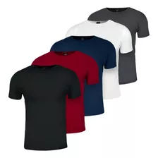 Camisetas Masculinas Basica Gola Redonda 5 Unidades, Algodão