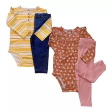 Conjunto 4 Peças Carters Body Calça Menina 6m 9m 12m 18m 24m