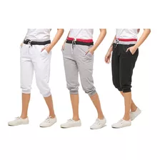 Kit 3 Bermudas De Moleton Feminina Skinny Saruel Casual B1