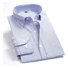 Camisa Masculina Listrada Oxford Spinning Casual De Manga Co