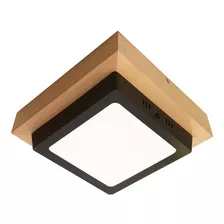 Plafon Led Negro Madera 18w Techo Aplique Nordico Puraluz