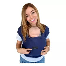 Rebozo Fular Elástico Bebé Feliz Portabebe Ergonomico Color Azul Marino Y Gorrito Bebé Set Fular Elástico Talla Unitalla