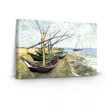 Quadro Barcos De Pesca Na Praia França 90x60 Van Gogh