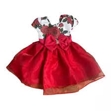 Vestido Para Bebe Natal Festa Com Laço Verao Rodado Floral