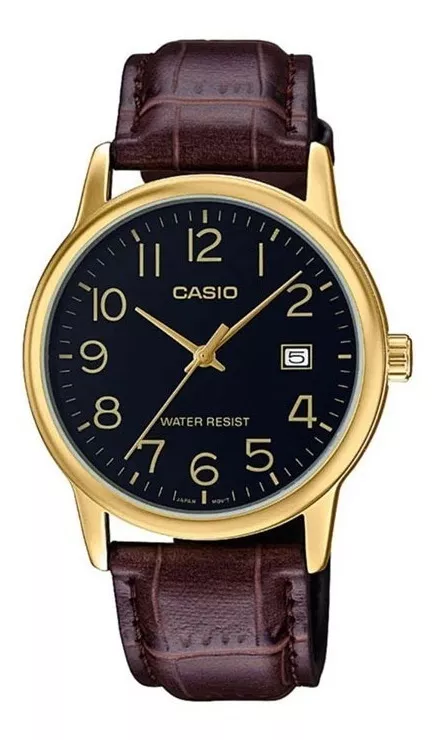 Reloj Casio Mtp-v002gl Elegante Cuero Fecha - 100% Original