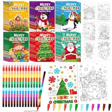 108 Libros Colorear De Navidad Crayones Apilables Niño...