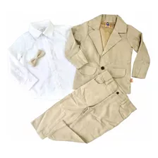 Traje De Lino Para Niño Beige