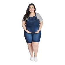 Macacão Plus Size Jeans Curto Gestante E Pós Parto 1786