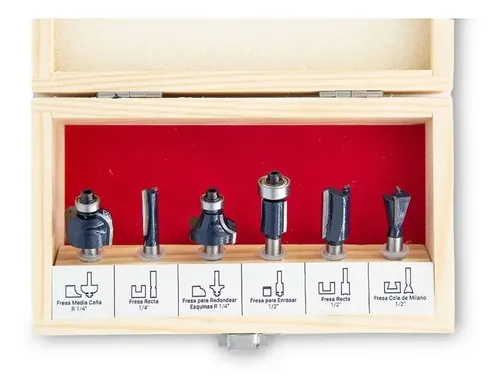 Juego Fresas Router Para Madera Bremen 6 Piezas 1/4  - 7618