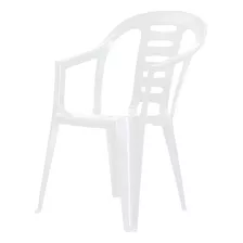 Silla Jardín/eventos Plástico Con Posabrazos Apilable - Ltc Color Blanco Liso