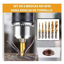 Brocas Para Hacer Roscas- Avellanador Set 6 Pz Titanio