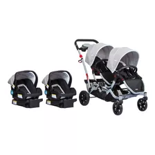 Cochecito De Paseo Doble Infanti Duo Ride S813 Gris +2 Bases + 2 Huevitos