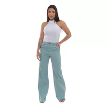 Calça Jeans Sarja Colorida Pantalona Soltinha Moda Verão 