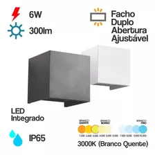 Arandela Parede Cubo 2 Fachos Ajustável Led 6w 3000k Ip65 Cor Preto 110v/220v