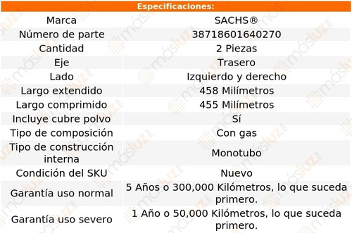 Set 2 Amortiguadores Tra Sachs V70 Fwd,awd L5 2.4l 00 Al 07 Foto 2