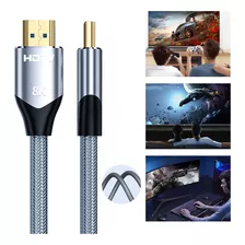 Cable Hdmi V2.1 2 Metros / 8k / 4k A 144hz / 48 Gbps / Oro