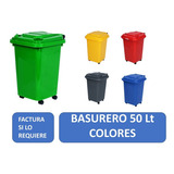 Basurero Contenedor De Basura 50 Litros Con Ruedas - Colores Color Verde